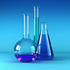 chemical flasks with reagents