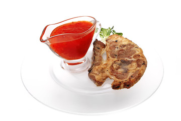 lamb steak on ribs with thai sauce