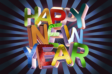 Illustration os Happy New Year with 3d text