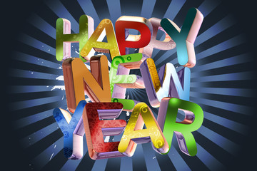 Illustration os Happy New Year with 3d text