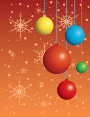 Fototapeta na wymiar Card with christmas balls, vector illustration