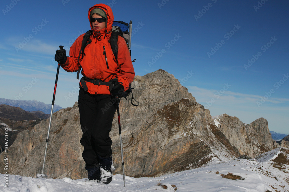 Poster Winter mountain trekking