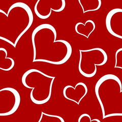 Seamless red valentines square pattern with white hearts
