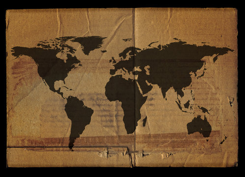 Fototapeta old grunge world map
