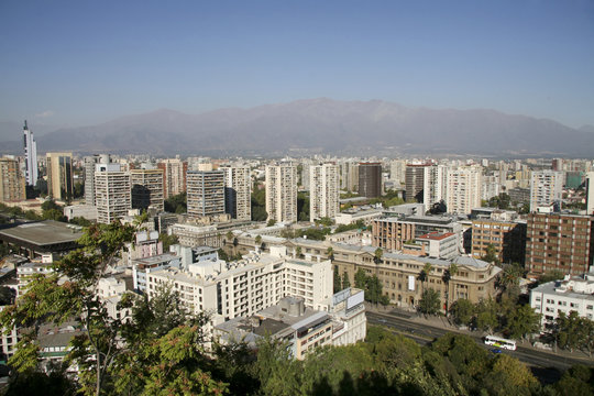 Skyline of Santiago, capital of Chile