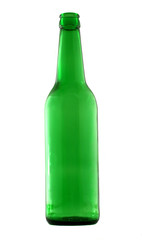 Green beer boottle isolated on white