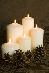 Christmas Candles with Pine Cones