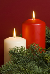 Christmas Candles Amongst Pine Tree Branches