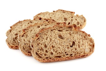 Slices of traditional bread, isolated on white