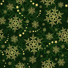 Seamless snowflakes and stars, winter wallpaper