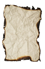 crumpled paper with burned edges