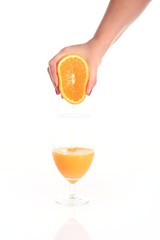 squeezed orange juice isolated on white