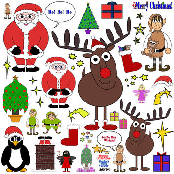 Christmas Themed Cartoon Collection - Isolated on white