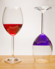 red and blue wine glasses