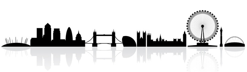 Obraz premium Sylwetka panoramę Londynu na białym tle na białym tle