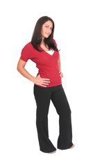 pretty brunette over white