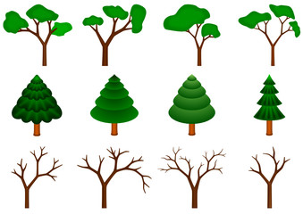 Collection of 12 vector trees