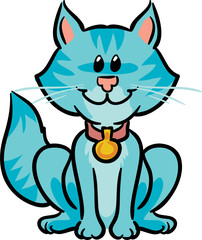 vector cute blue kitty illustration