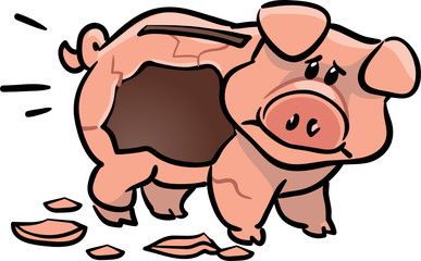 vector cute empty piggy bank illustration