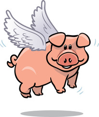 vector cute flying pig illustration