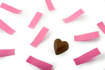 chocolate heart pink notes
