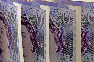 close up twenty pound notes