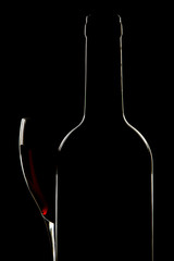 Bottle of red wine and glass