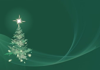 Abstract Christmas tree on green background