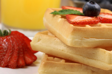 Garnished belgian waffles