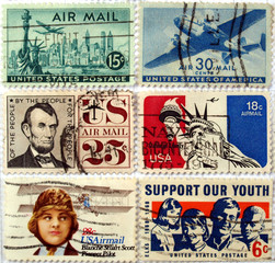 Range of USA postage stamps