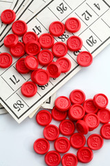 Red bingo game chips