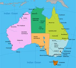 Obraz premium Political map of Australia