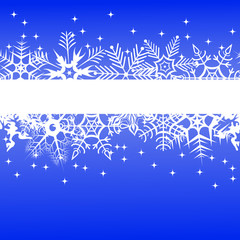 Fototapeta na wymiar Blue winter banner with snowflakes. Vector illustration