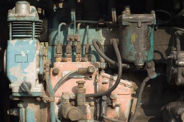 Obraz na płótnie Canvas old used soviet diesel engine