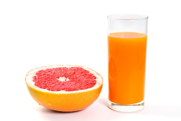 grapefruit and glass with juice