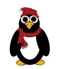 Christmas Penguin Cartoon - Isolated on white