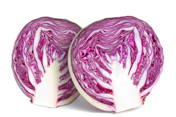 Fototapeta premium Red Cabbage Halves over white