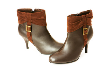 Brown boots isolated on the white background