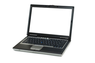 Silver laptop isolated on the white background