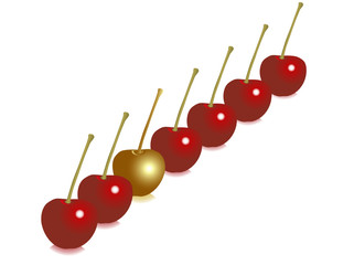 A golden cherry among others