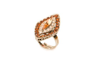 Golden ring isolated on the white background