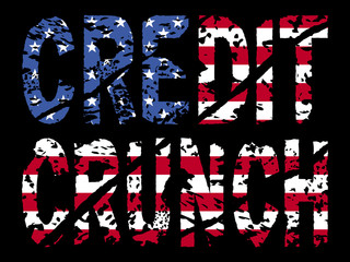 Credit crunch with American flag