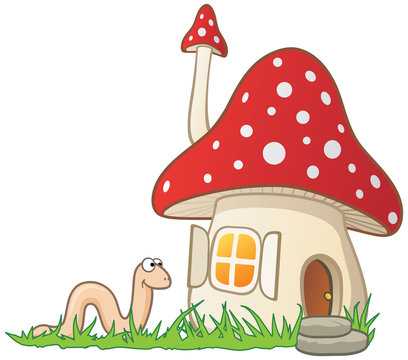 Mushroom house and worm