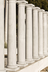 Row of ancient Greek columns replicas