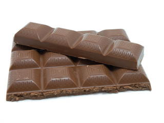 chocolate in bars isolated on white