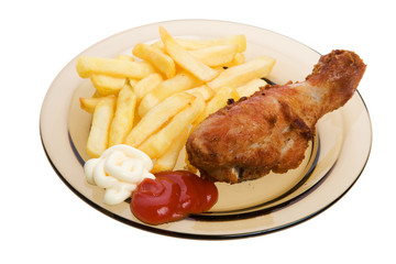 Fried chicken and fries