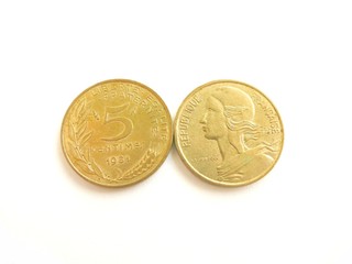 pièce cinq centimes de francs