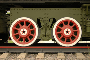 Fototapeta premium Wheels of vintage train.