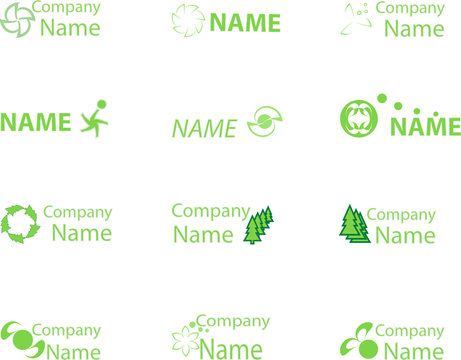 Collection of green icons for design