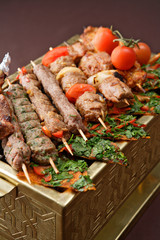Meat on a grill. Kebab.